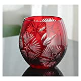 Vasos de agua de 10 oz (aprox. 320 ml) de roca grabados a mano adecuados para Escocia, ron, ginebra, coñac, cócteles vintage, vasos de cristal (color: rojo)